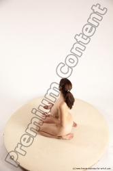 Nude Woman White Sitting poses - ALL Slim long brown Sitting poses - on knees Multi angle poses Pinup