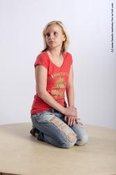 Casual Woman White Sitting poses - ALL Slim medium blond Sitting poses - on knees Academic