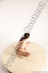 Nude Woman White Standing poses - ALL Slim Standing poses - knee-bend long brown Multi angle poses Pinup