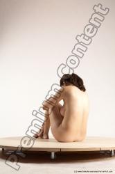 Nude Woman White Sitting poses - ALL Slim long brown Sitting poses - simple Multi angle poses Pinup