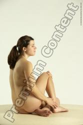 Nude Woman White Sitting poses - ALL Slim long brown Sitting poses - simple Multi angle poses Pinup