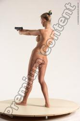 Nude Fighting with gun Woman White Standing poses - ALL Slim long blond Standing poses - simple Multi angle poses Pinup