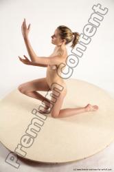 Nude Woman White Kneeling poses - ALL Slim Kneeling poses - on one knee medium blond Multi angle poses Pinup