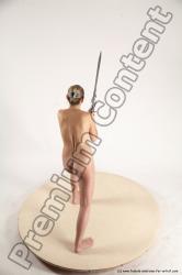 Nude Fighting with sword Woman White Standing poses - ALL Slim long blond Standing poses - simple Multi angle poses Pinup