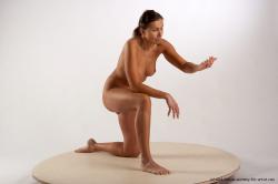 Nude Woman White Kneeling poses - ALL Slim Kneeling poses - on one knee long brown Pinup