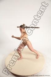 Nude Fighting with sword Woman White Standing poses - ALL Slim medium blond Standing poses - simple Multi angle poses Pinup