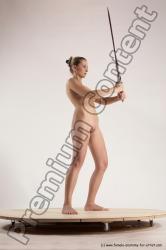 Nude Fighting with sword Woman White Standing poses - ALL Slim medium blond Standing poses - simple Multi angle poses Pinup