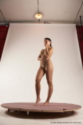 Nude Woman White Standing poses - ALL Slim medium brown Standing poses - simple Multi angle poses Pinup