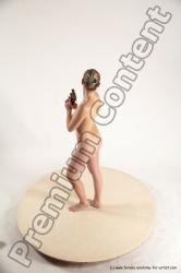 Nude Fighting with gun Woman White Standing poses - ALL Slim long blond Standing poses - simple Multi angle poses Pinup