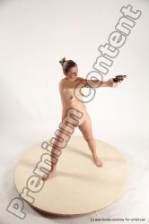 Nude Fighting with gun Woman White Standing poses - ALL Slim long blond Standing poses - simple Multi angle poses Pinup