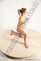 Nude Woman White Kneeling poses - ALL Slim Kneeling poses - on one knee medium blond Multi angle poses Pinup