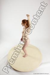 Nude Woman White Standing poses - ALL Slim long red Standing poses - simple Multi angle poses Pinup