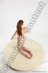 Nude Woman White Kneeling poses - ALL Slim Kneeling poses - on both knees long red Multi angle poses Pinup