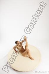 Nude Woman White Athletic long brown Dancing Multi angle poses Pinup