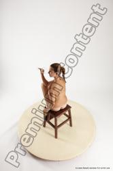 Nude Woman White Sitting poses - ALL Slim long red Sitting poses - simple Multi angle poses Pinup