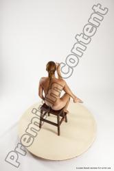 Nude Woman White Sitting poses - ALL Slim long red Sitting poses - simple Multi angle poses Pinup