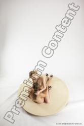 Nude Woman - Woman White Sitting poses - ALL Slim long blond Multi angle poses Pinup