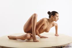 Nude Woman White Sitting poses - ALL Slim long brown Sitting poses - simple Pinup