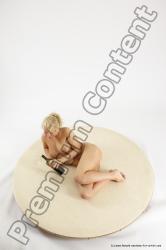 Nude Woman White Laying poses - ALL Slim Laying poses - on back long blond Multi angle poses Pinup