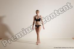 Underwear Gymnastic poses Woman White Athletic long blond Dancing Dynamic poses Academic