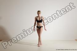 Underwear Gymnastic poses Woman White Athletic long blond Dancing Dynamic poses Academic