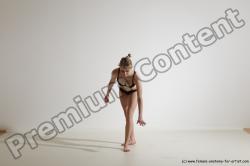 Underwear Gymnastic poses Woman White Athletic long blond Dancing Dynamic poses Academic