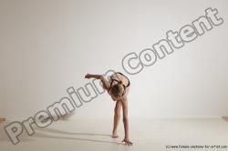 Underwear Gymnastic poses Woman White Athletic long blond Dancing Dynamic poses Academic