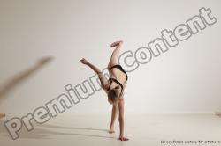 Underwear Gymnastic poses Woman White Athletic long blond Dancing Dynamic poses Academic