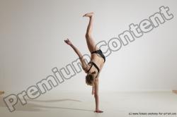 Underwear Gymnastic poses Woman White Athletic long blond Dancing Dynamic poses Academic