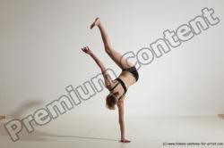 Underwear Gymnastic poses Woman White Athletic long blond Dancing Dynamic poses Academic