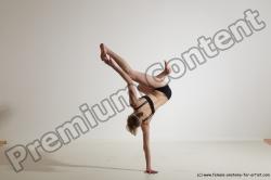 Underwear Gymnastic poses Woman White Athletic long blond Dancing Dynamic poses Academic