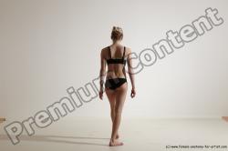 Underwear Gymnastic poses Woman White Athletic long blond Dancing Dynamic poses Academic