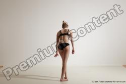 Underwear Gymnastic poses Woman White Athletic long blond Dancing Dynamic poses Academic