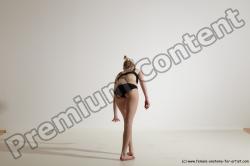 Underwear Gymnastic poses Woman White Athletic long blond Dancing Dynamic poses Academic