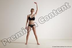 Underwear Gymnastic poses Woman White Athletic long blond Dancing Dynamic poses Academic