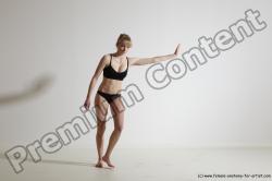 Underwear Gymnastic poses Woman White Athletic long blond Dancing Dynamic poses Academic