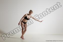 Underwear Gymnastic poses Woman White Athletic long blond Dancing Dynamic poses Academic