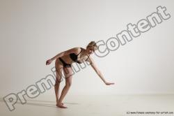 Underwear Gymnastic poses Woman White Athletic long blond Dancing Dynamic poses Academic