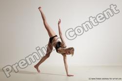 Underwear Gymnastic poses Woman White Athletic long blond Dancing Dynamic poses Academic