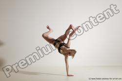 Underwear Gymnastic poses Woman White Athletic long blond Dancing Dynamic poses Academic