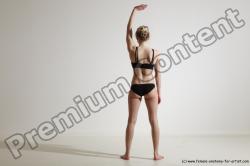 Underwear Gymnastic poses Woman White Athletic long blond Dancing Dynamic poses Academic