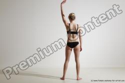 Underwear Gymnastic poses Woman White Athletic long blond Dancing Dynamic poses Academic