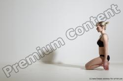 Underwear Gymnastic poses Woman White Slim long blond Dancing Dynamic poses Academic