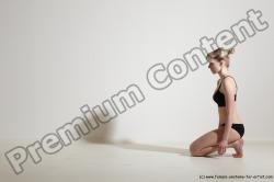 Underwear Gymnastic poses Woman White Slim long blond Dancing Dynamic poses Academic