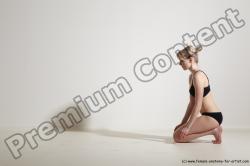 Underwear Gymnastic poses Woman White Slim long blond Dancing Dynamic poses Academic