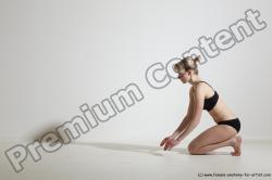 Underwear Gymnastic poses Woman White Slim long blond Dancing Dynamic poses Academic