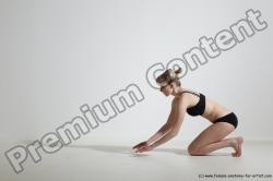 Underwear Gymnastic poses Woman White Slim long blond Dancing Dynamic poses Academic