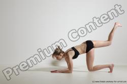 Underwear Gymnastic poses Woman White Slim long blond Dancing Dynamic poses Academic