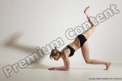 Underwear Gymnastic poses Woman White Slim long blond Dancing Dynamic poses Academic