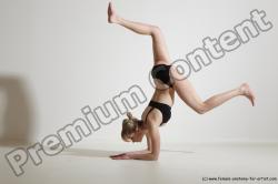 Underwear Gymnastic poses Woman White Slim long blond Dancing Dynamic poses Academic